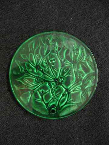 Appraisal: Lalique Crystal Mistletoe Ornament or Pendant green frosted with box