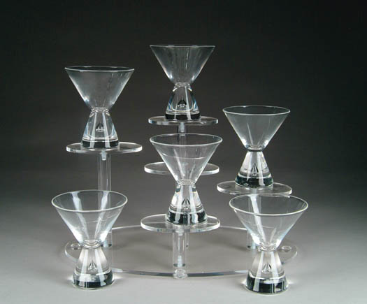 Appraisal: SET OF SIX CLEAR LIQUOR GLASSES BY STEUBEN Cone shaped