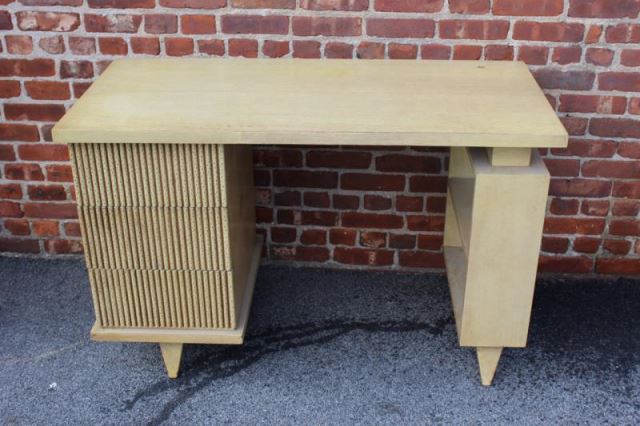 Appraisal: Midcentury American of Martinsville Desk Branded to drawer interior Bamboo