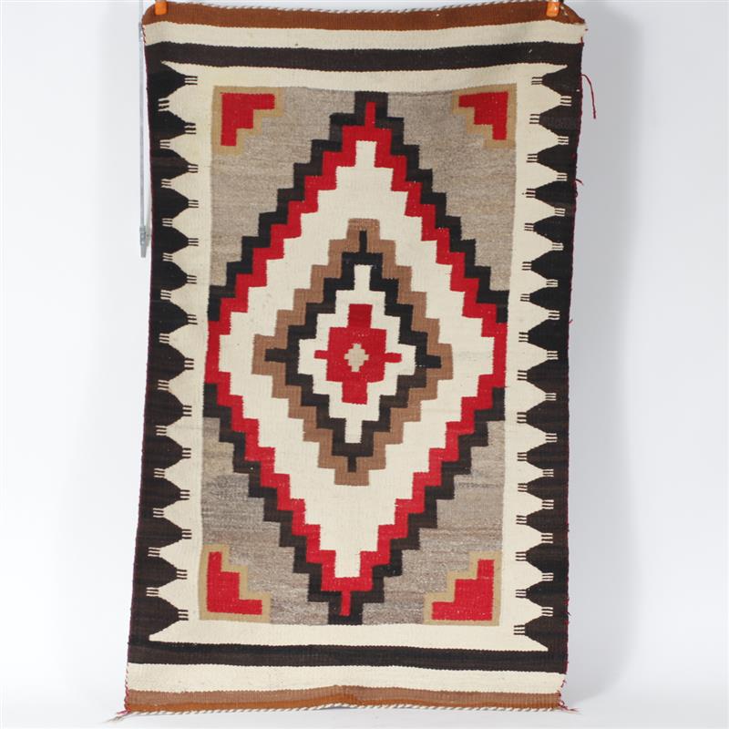 Appraisal: Navajo woven wool trade blanket with black red and brown