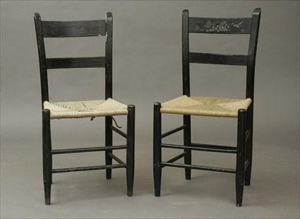 Appraisal: Two Black Painted Ladder-Back Side Chairs x x in