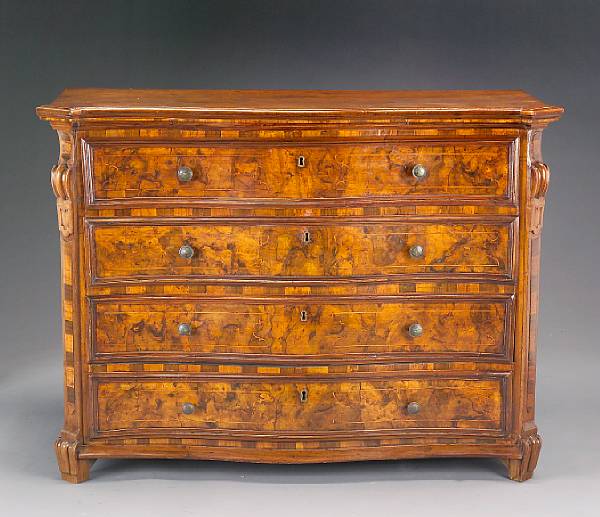 Appraisal: A fine Italian Rococo inlaid walnut commode Lombardy first quarter