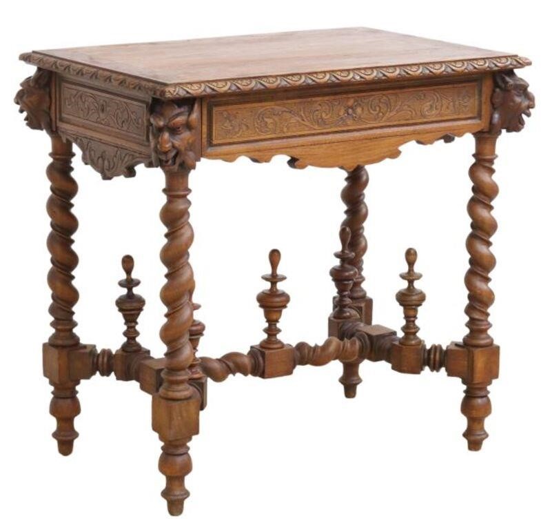 Appraisal: French Louis XIII style oak writing or work table th