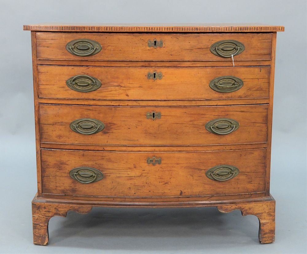 Appraisal: Chippendale Cherry Bow Front Chest with four drawers set on