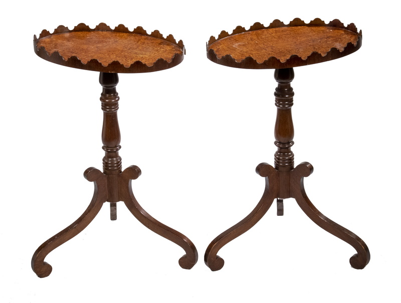 Appraisal: PR OF OVAL TOP SIDE STANDS Delicate Custom Made Stands