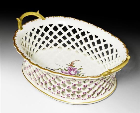 Appraisal: OVAL FRUIT BASKET IN THE STYLE OF THE 'EINSIEDLER' SERVICE