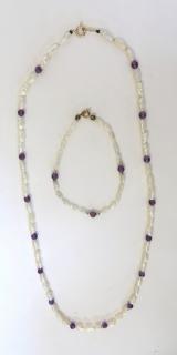 Appraisal: Pearl Amethyst Necklace Bracelet Pearl Amethyst Necklace Bracelet pearl amethyst