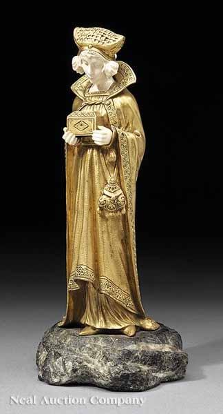 Appraisal: A French Chryselephantine Figure of a Royal Lady perhaps Saint