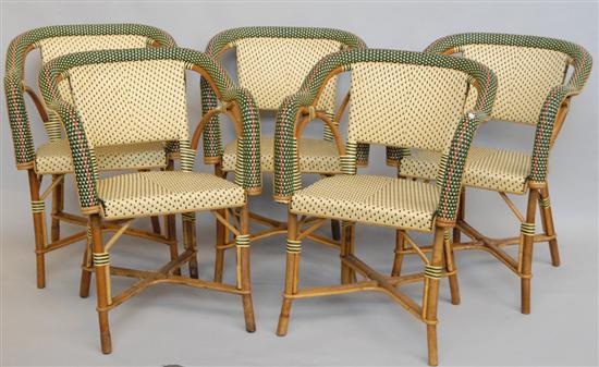 Appraisal: EIGHT FRENCH CAAFE ARMCHAIRS Bamboo and rattan th C rolled