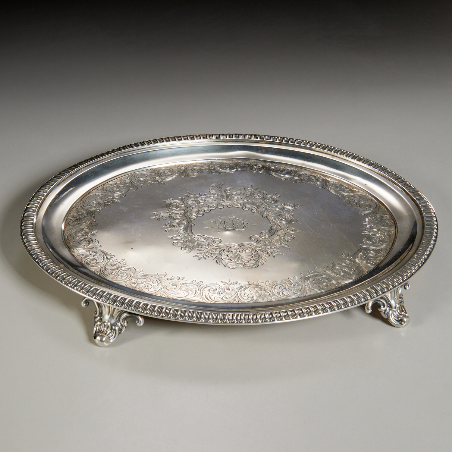 Appraisal: AMERICAN SILVER FOOTED TRAY WM GALE SONS c New York