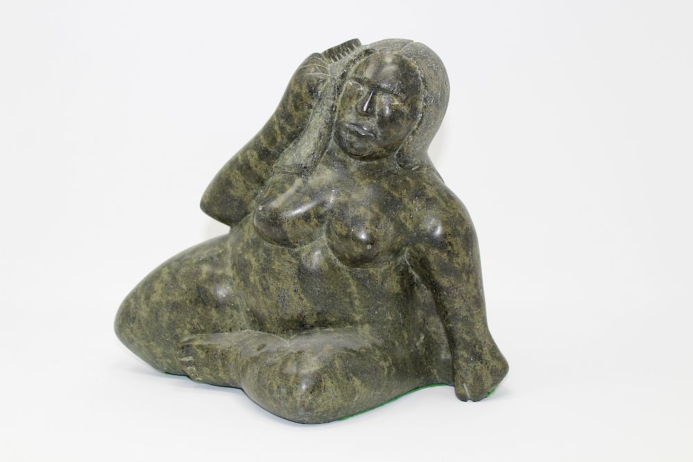 Appraisal: Inuit Carved Stone Nude Figure Inuit Carved Stone Nude Figure