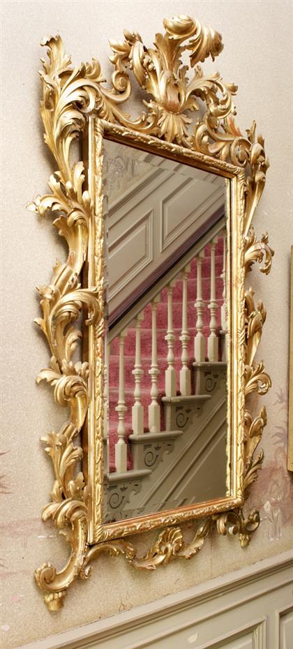 Appraisal: Louis XV style pierced and acanthus carved giltwood mirror th