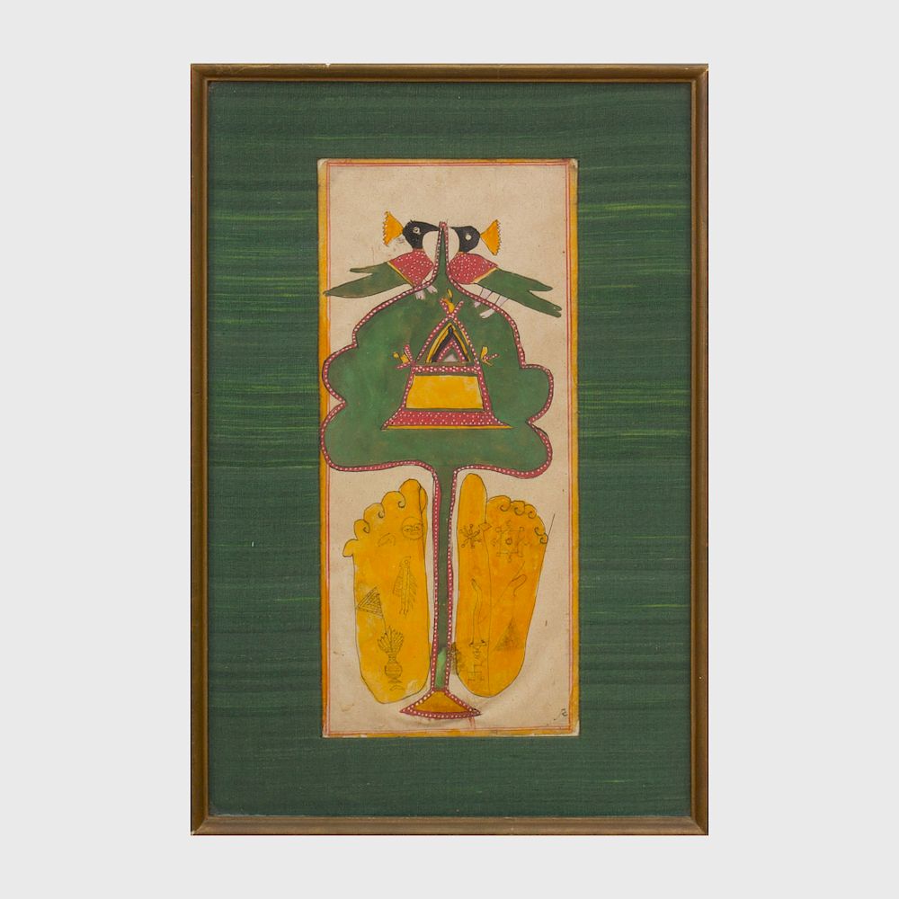 Appraisal: Indian School Jina Seated Part of a Jain Manuscript Gouache