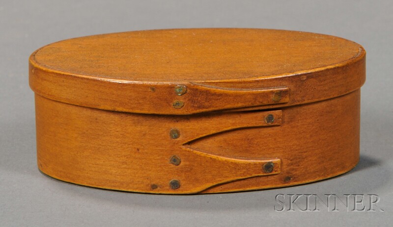 Appraisal: Shaker Natural Color Oval Covered Box probably New England mid