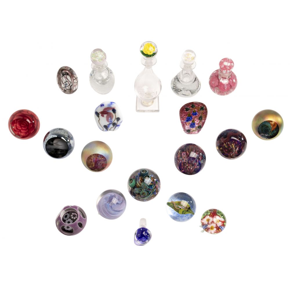 Appraisal: PAPERWEIGHT AND BOTTLE ASSORTMENT items of various sizes and colors