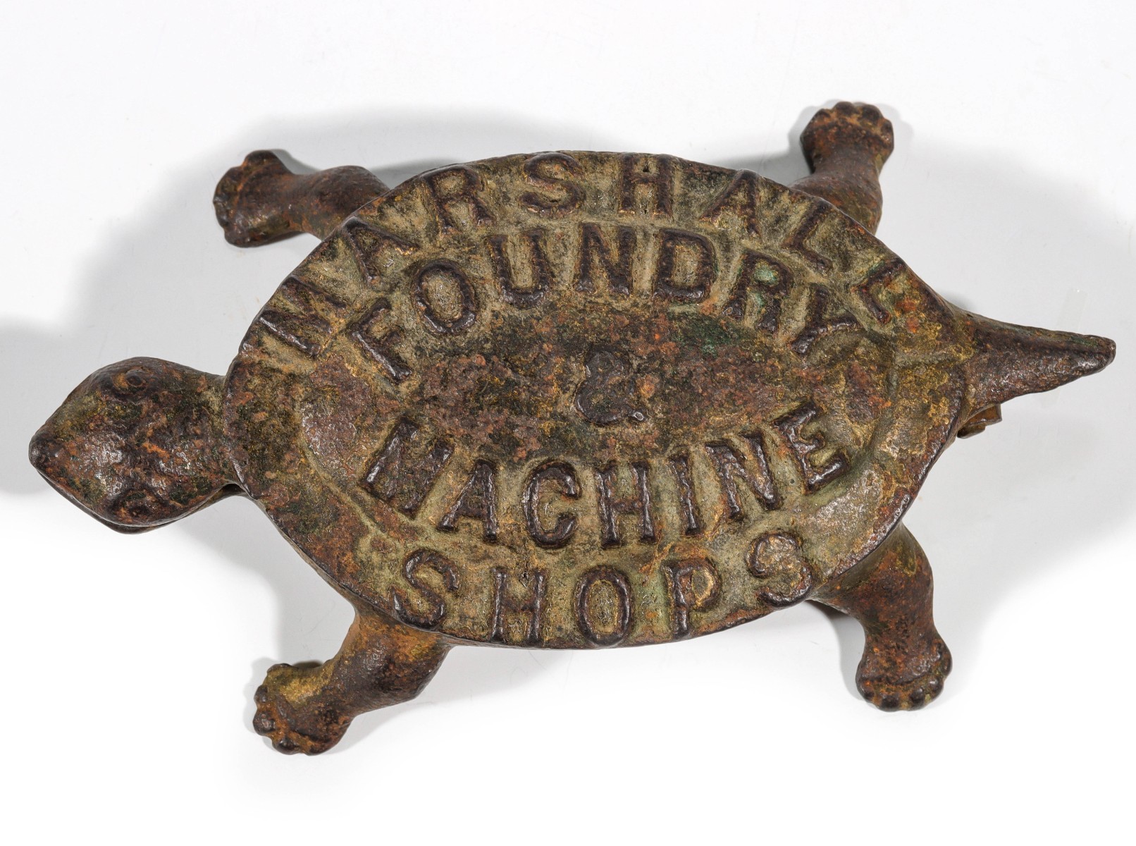 Appraisal: IRON TURTLE 'MARSHALL FOUNDRY' MATCH SAFE C Measures inches long