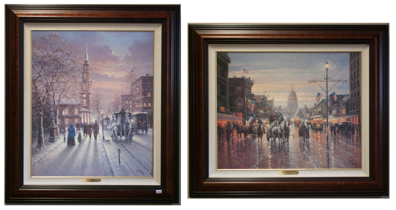 Appraisal: JACK TERRY TWO OFF-SET LITHOGRAPHS ON CANVAS American born A