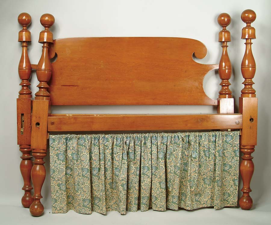 Appraisal: GOOD BELL AND BALL ROPE BED Nice scrolled headboard well