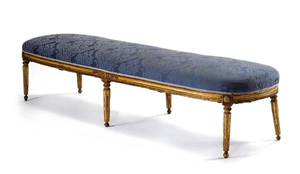 Appraisal: A Louis XVI giltwood banquette fourth quarter th century The