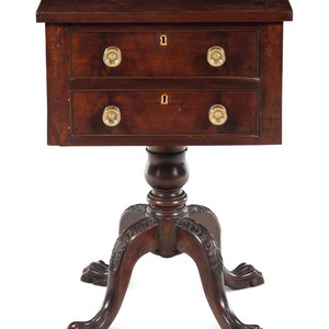 Appraisal: A Late Classical Carved and Figured Mahogany Work Table In