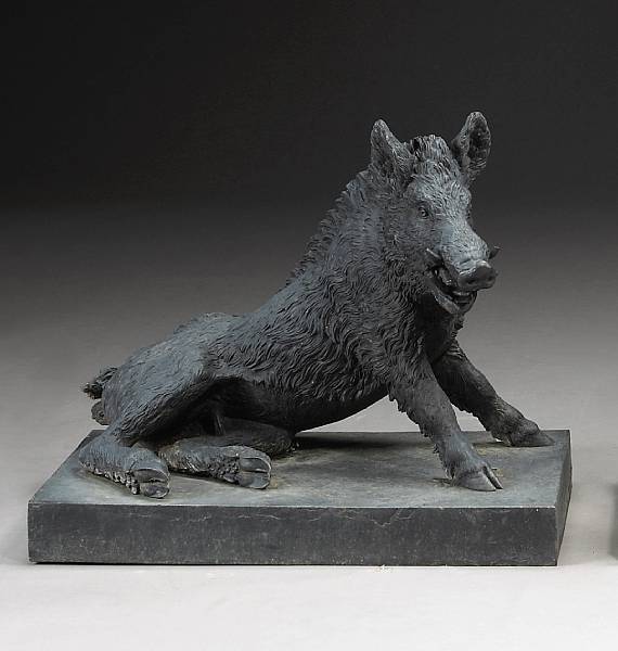 Appraisal: A French cast iron figure of a wild boar cast