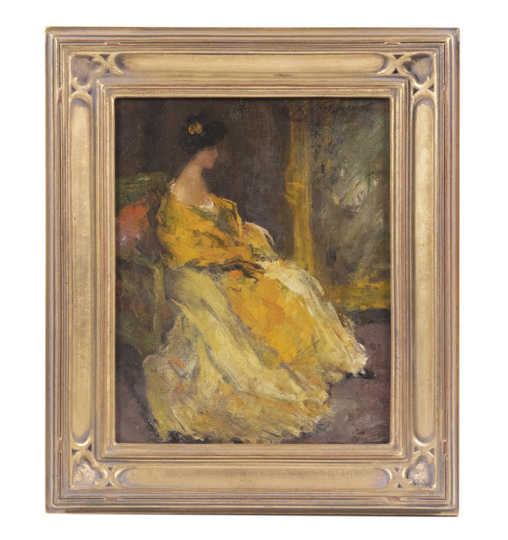 Appraisal: ILLEGIBLY SIGNED PORTRAIT Detached at the Ball oil on canvas