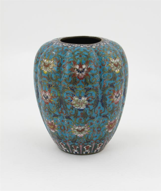 Appraisal: A Chinese cloisonn lobed ovoid vase