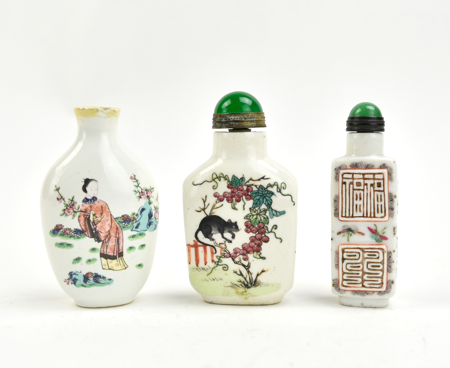 Appraisal: one porcelain bottle painted with fruits plants and a rat