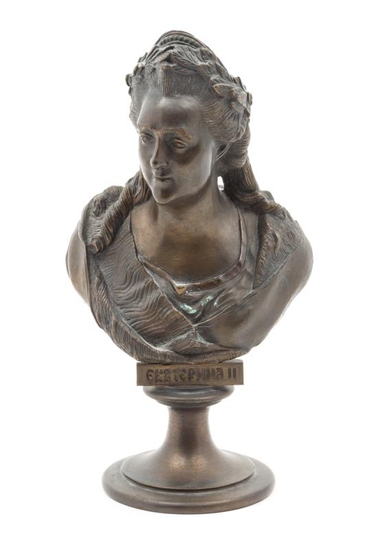 Appraisal: Sale Lot A Russian Bronze Portrait Bust depicting Empress Catherine