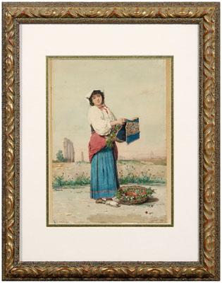 Appraisal: Guerrino Guardabassi painting Italian - The Flower Vendor woman in