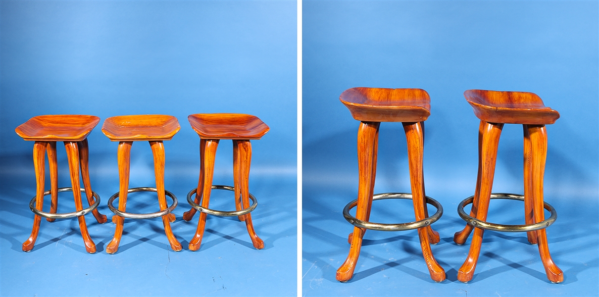 Appraisal: Group of six wood and metal American bar stools first