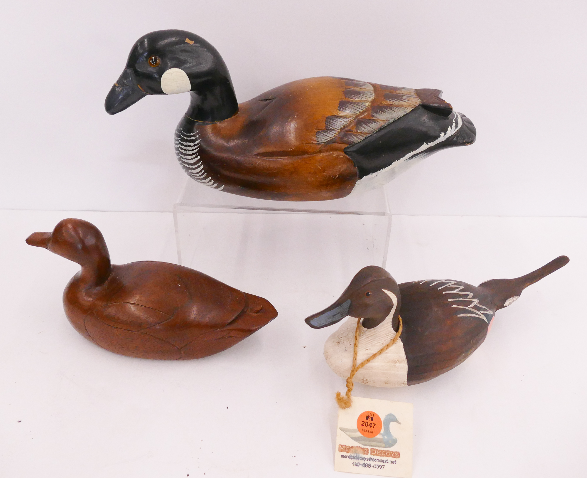 Appraisal: pc Artist Signed Wood Duck Models- largest ''- Bergen Rich