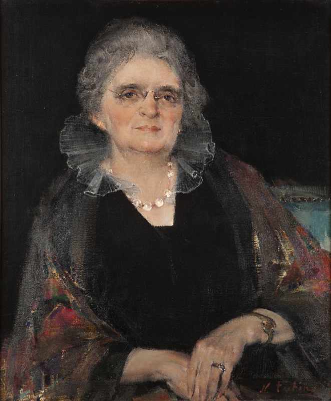 Appraisal: 'The Lace Collar'' portrait of Mrs Montgomery oil and tempera