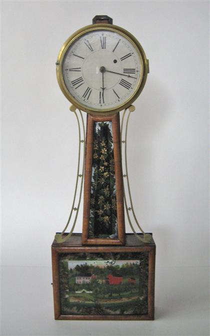 Appraisal: Mahogany case banjo clock nd half th century Painted egg