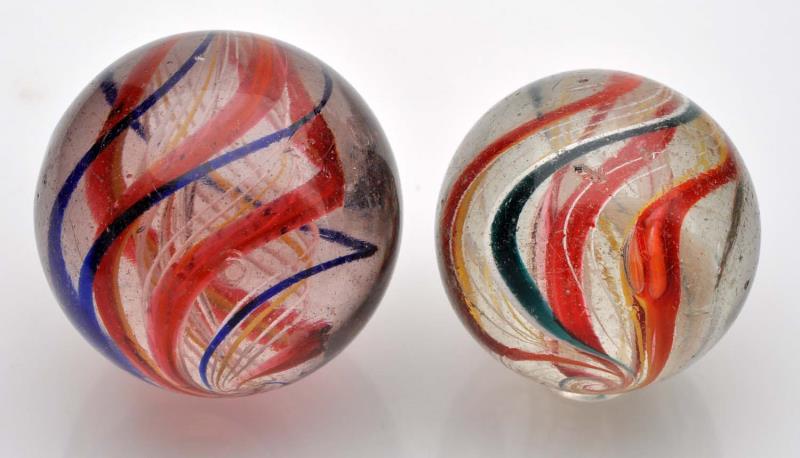 Appraisal: Lot Of Large Swirl Marbles The smaller is a multicolor