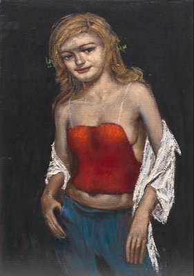 Appraisal: Albert Pels American - Girl in Red Oil on canvas