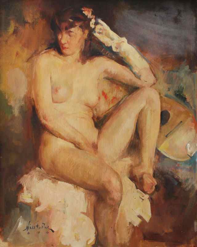 Appraisal: FOSTER William Frederick American - Reclining Female Nude Oil Canvas