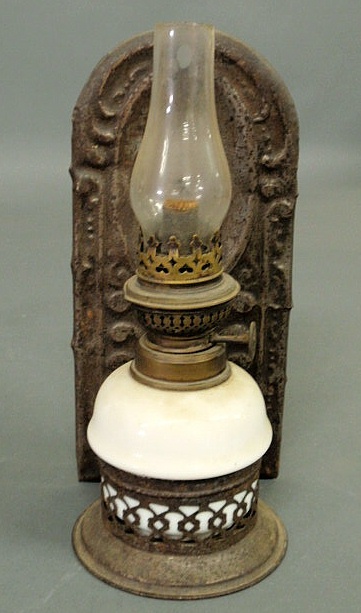 Appraisal: Brass Kosmos Brenner oil lamp with a milk glass font