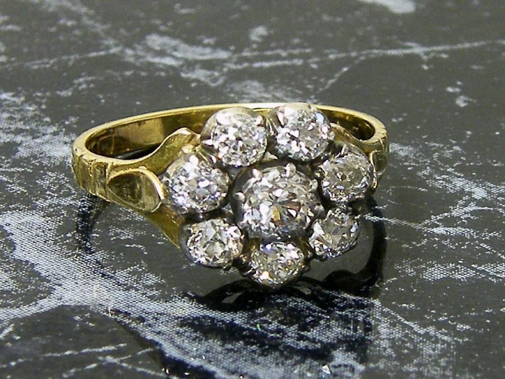 Appraisal: ct rose cut diamond eight stone cluster ring ct approx