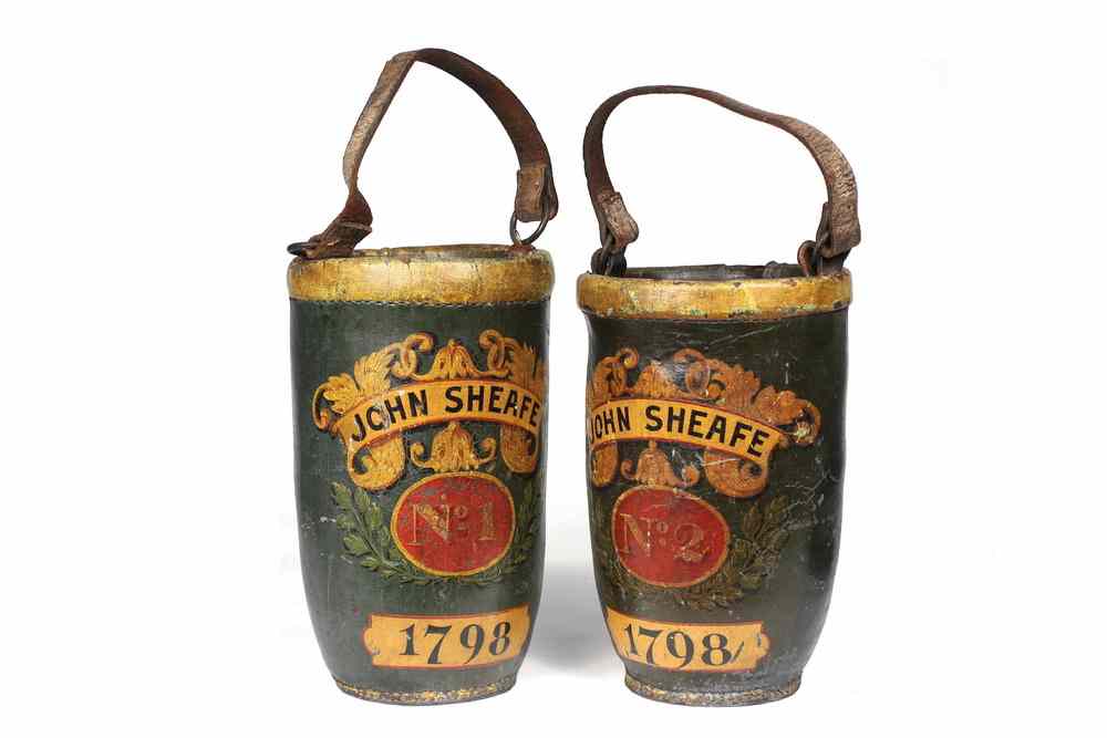 Appraisal: PAIR TH C PORTSMOUTH NH FIRE BUCKETS - Pair of