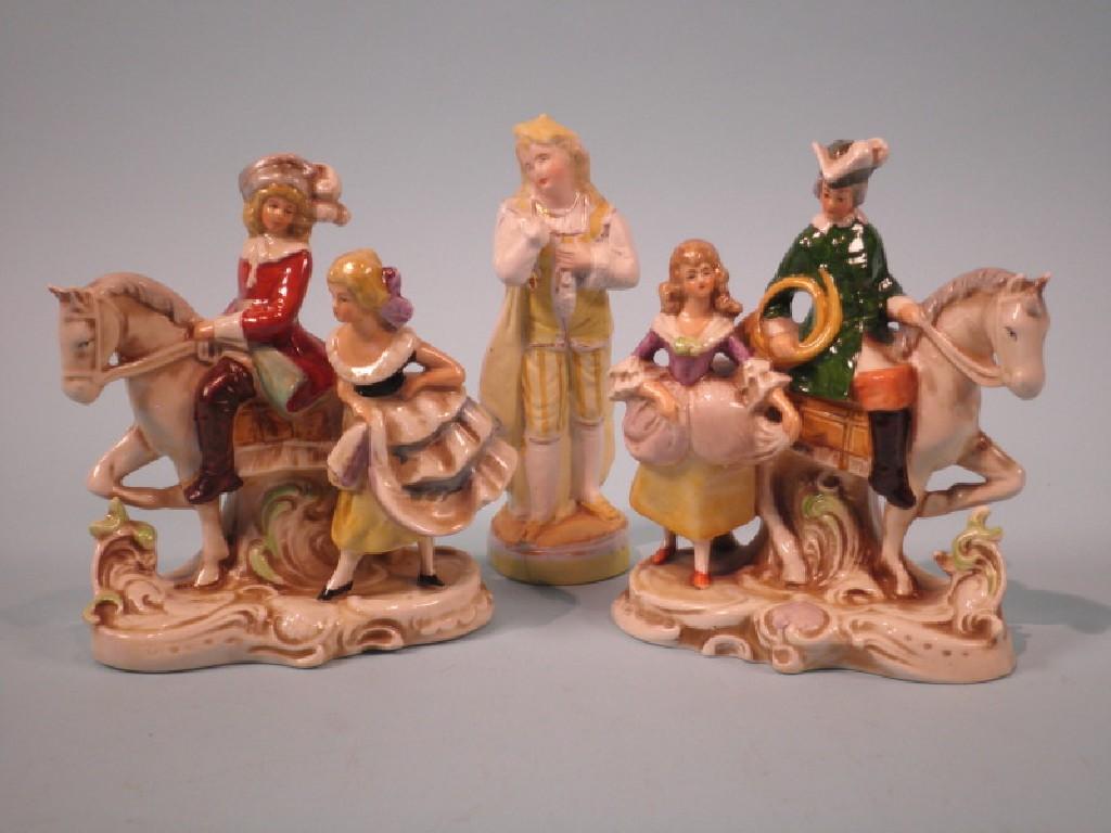 Appraisal: A pair of German porcelain figures on horseback and a