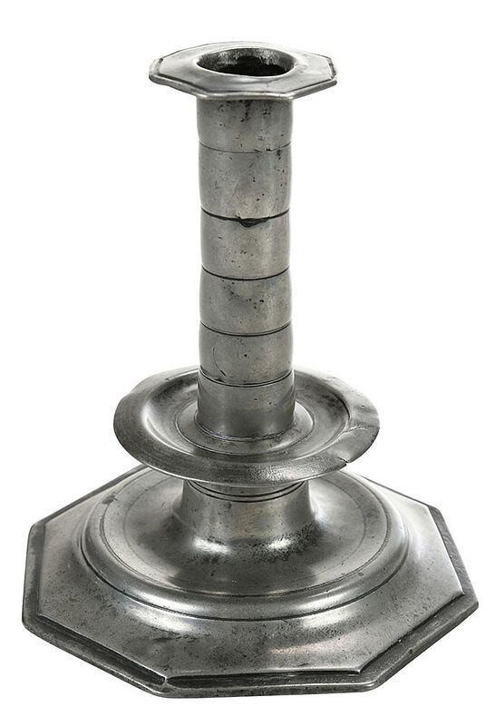 Appraisal: Rare Charles II Octagonal Base Pewter Candlestick English probably mid