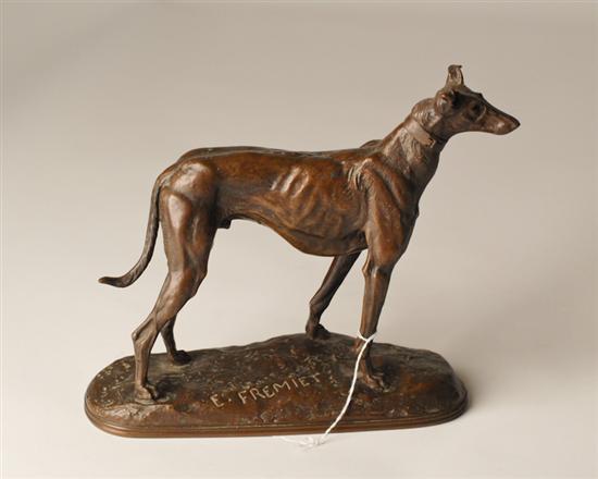 Appraisal: E Fremiet Bronze Whippet signed to base high long