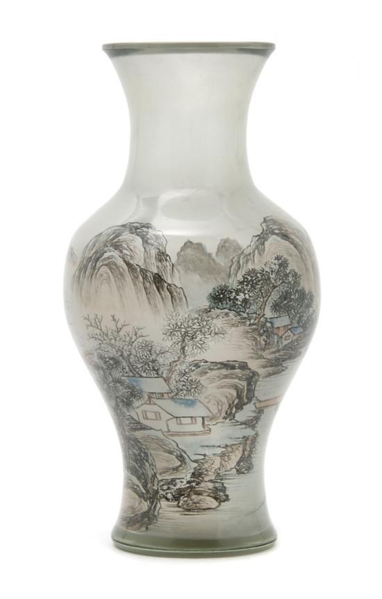 Appraisal: Chinese Painted Glass Vase of baluster form having landscape decoration