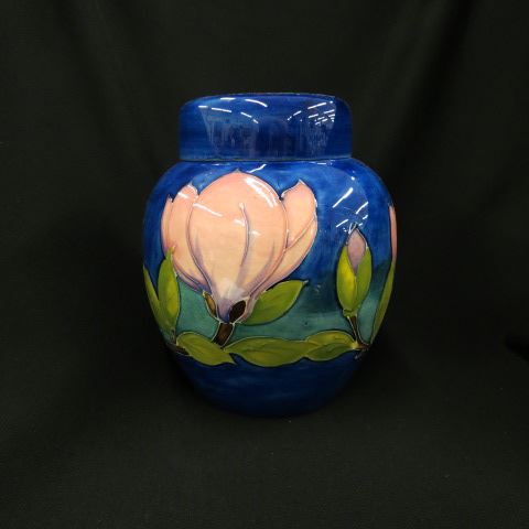 Appraisal: Moorcroft Art Pottery Biscuit Jar floral on greet signed excellent