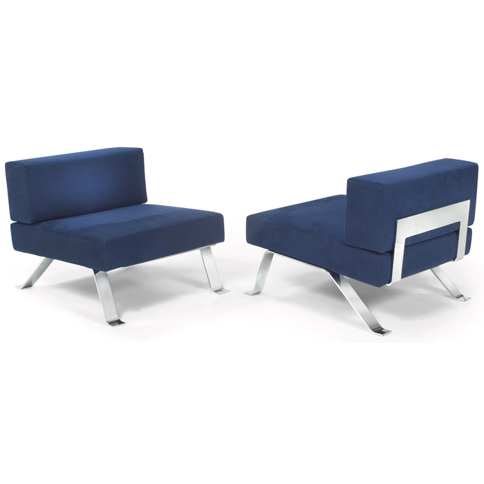 Appraisal: Charlotte Perriand ''Ombra'' lounge chairs pair by Cassina chrome-plated steel