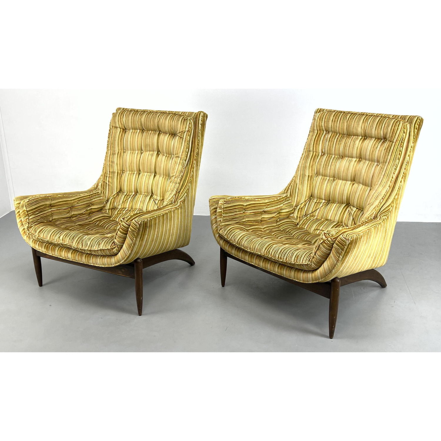 Appraisal: Pair Pearsall Style Lounge Chairs Arched back legs Scoop seats