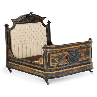 Appraisal: VICTORIAN AESTHETIC MOVEMENT BED Rosewood ebony and birch bed frame