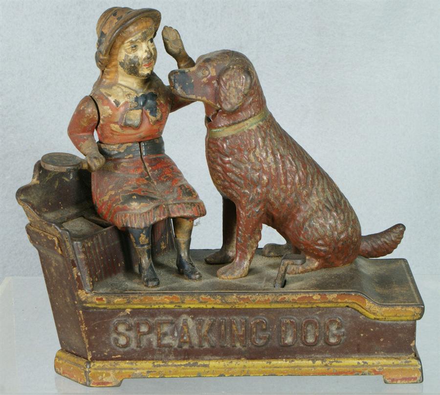 Appraisal: Speaking Dog cast iron mechanical bank some chips and minor