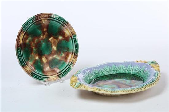 Appraisal: TWO PIECES OF MAJOLICA English nd half- th century Plate